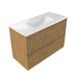 Saniclass Badkamermeubelset - 100x45x62cm - Vygo keramische wastafel wit - 1 wasbak - zonder kraangat - 2 lades - mat eiken natural