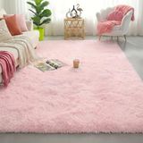 Roze vloerkleden voor meisjesslaapkamer, woonkamer decor, pluizig donzig shagtapijt 4x6, zachte baby speelmat, preppy kinderkamer, indoor tienermat
