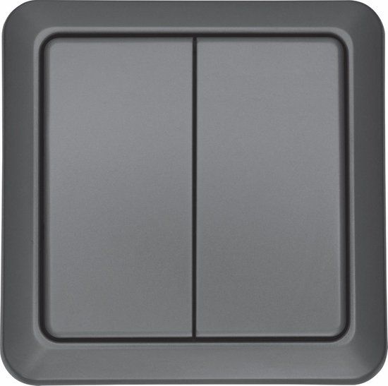 KlikAanKlikUit Dubbele Opbouwschakelaar voor Buiten - AGST-8802 | Zwart