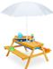 Merkloos Kinderpicknicktafel met parasol - hout - lichtbruin/wit