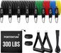 Elastische PORTENTUM Weerstandsbanden, 17 Weerstandsbanden voor Yoga, Calisthenic, Gym, Crossfit, TRX, Pilates, Gymnastiek thuis, elastische rubberen banden, met enkels en deurklink