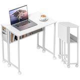 HOMCOM Writing Desk-MDF, Stahl-80L x 50B x 75H cm-Weiß