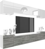 B BELINI GROUP BELINI Wandmeubel Milano 4 300 cm Wit Hoogglans/Grijs Mat
