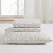 Vevian Ensemble de draps en flanelle 100% coton 4 pièces, doux et durable pour toutes les saisons, motif blanc/beige, Queen (taille américaine)