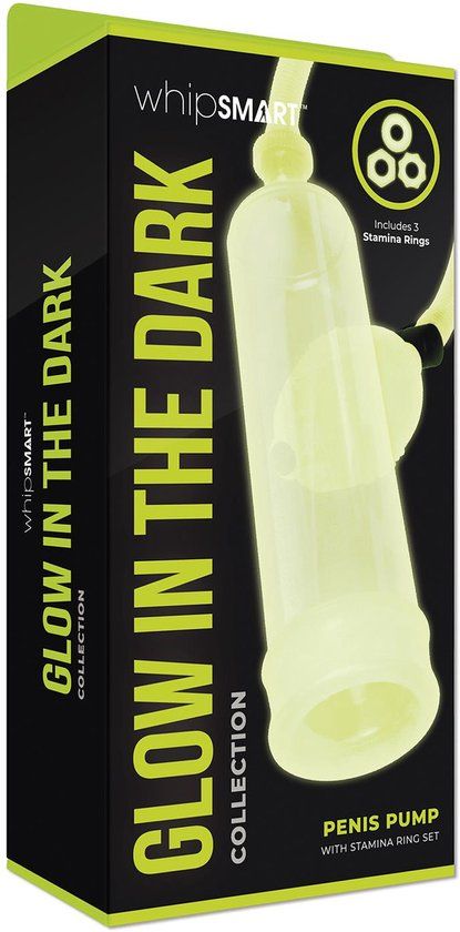 Whipsmart Glow-in-the-dark Penis Pump & Stamina Ring Set - Wit