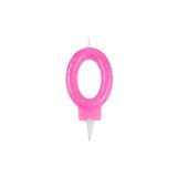 Homéa Glitter Birthday Candle Number 0 H 7.5 cm Pink