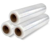 OFITURIA Transparante verpakkingsfolie, kunststof afdekking voor verhuizingen, plakfolie, verpakkingsfolie voor het afdekken van meubels, dozen, verhuisdozen en voorwerpen (3 stuks)
