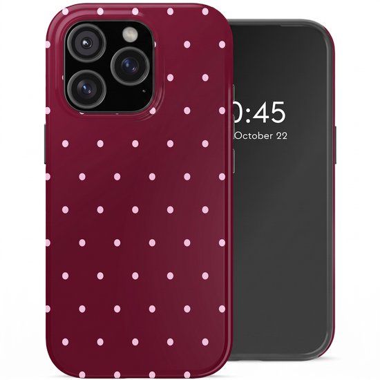 Selencia Hoesje - Geschikt voor Apple iPhone 17 Pro Max - Backcover geschikt voor MagSafe - Happy Dots Burgundy
