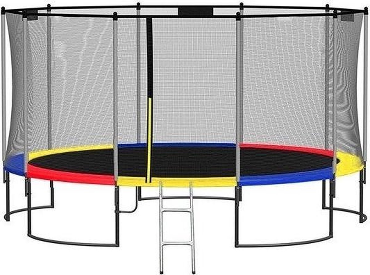 Viking Sports Trampoline 305 cm regenboog - met veiligheidsnet & ladder - tot 120 kg