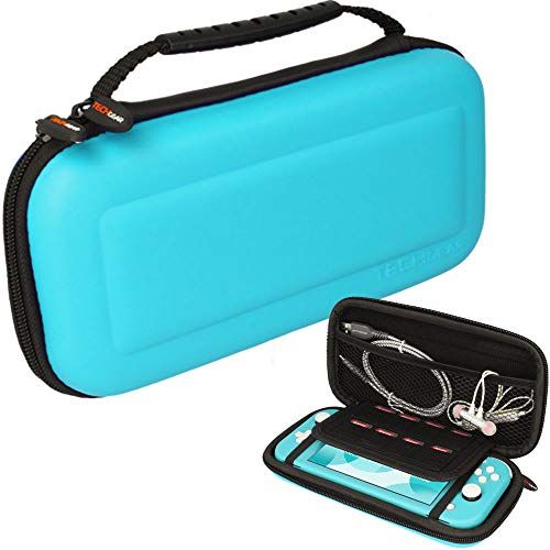 TECHGEAR Switch Lite hoes, harde beschermende draagtas voor reizen en opbergen Case Cover Ontworpen voor Nintendo Switch Lite, 8 slots voor gamekaarten + accessoires Hoesje [TURKOOIS]