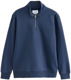 Next Heren Sweatshirt van jersey met hoog katoengehalte en kwartrits - Blauw