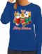 Bellatio Decorations Foute Kersttrui - sweater - kerstsokken met diertjes - Merry Christmas - blauw - voor dames S