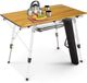 Arebos table de camping aspect bois - 120x70 cm - aluminium - réglable en hauteur