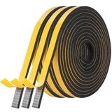AiQInu Vensterafdichting afdichtingstape, zelfklevend, 12 mm (B) x 6 mm (D)/15 m (L) hoge dichtheid, isolatie schuimrubber, vlamvertragende schuimband, deurafdichting, raam