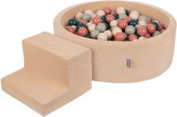 KiddyMoon Schuim speeltuin VELVET PPZP-OK30V-122 met 100 ballen: zandbeige, donker turquoise, pastel beige, groen, grijs, zalm