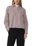 s.Oliver Blouse Lange Mouw Klassieke Kraag Katoen Gestreept Bordeaux 38