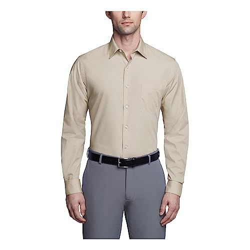Van Heusen Herenoverhemd getailleerd poplin effen - Steen - 16 Neck / 32-33 Sleeve