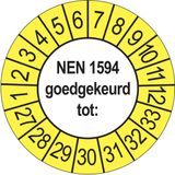 Merkloos / Sans marque Ricard Keuringsstickers NEN 1594 Goedgekeurd tot 2027 | 50 stuks, Ø 35 mm | Buiten Geel