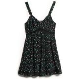 Superdry Cami jurk met V-hals en kanten afwerking - Dames - Jurken - Cosmos black floral print - UK12-EU40