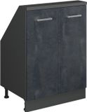 Vicco R-Line Meuble de cuisine pour mur incliné – 60 cm avec 2 portes Noir béton/anthracite