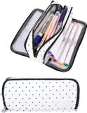 VHV - Étui à crayons - Étui scolaire - Grande trousse à crayons - Trousse à 3 fermetures éclair - Trousse multi-compartiments - Organiseur de trousse à crayons - Trousse à poche en filet - Sac à fournitures - Pour l'école - Pour le bureau - Pour étudiants