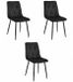 LEOBERT Set van 3 Eetkamerstoelen LIBRA Zwart – Zwarte Metalen Poten, Modern Velvet Bekleding, Ergonomisch Design, Max. 120 kg