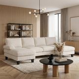 Bealife AR103 U-Banken - 4-Zits Hoekbank met slaapfunctie & 2 Chaise Longues - Beige