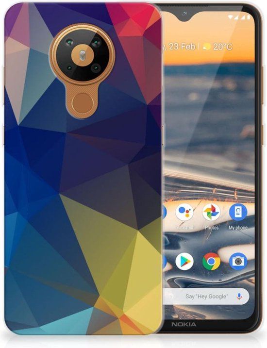 B2Ctelecom Telefoon Hoesje Nokia 5.3 - Siliconen Back Cover - Polygon Dark