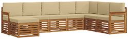 vidaXL - Salon d'angle - 8 places assises - Acacia bois - Naturel et beige