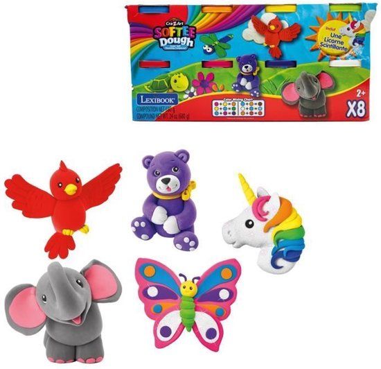 Lexibook Softee Dough - 8pcs, Zelfhardende klei, Unicorn Academy, Meerkleurig