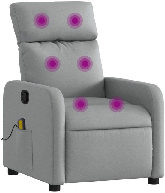 vidaXL Massagestoel verstelbaar stof lichtgrijs