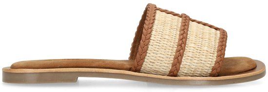 Sacha - Dames - Cognac raffia slippers - Maat 37