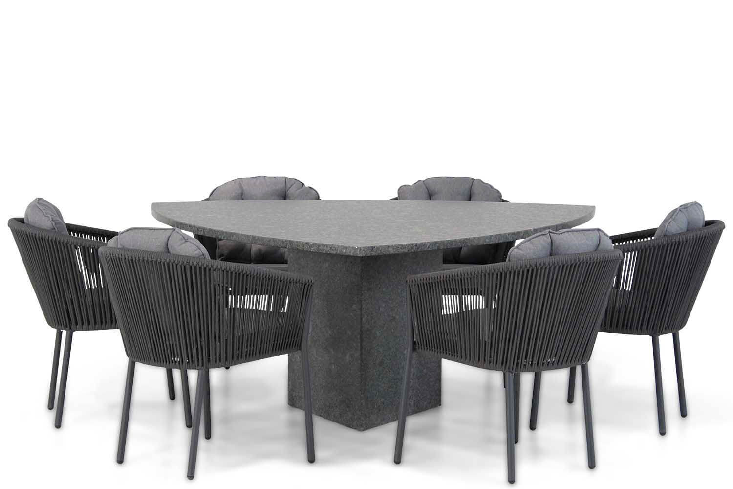 Santika Furniture Santika Novita/Graniet 170 cm triangel dining tuinset 7-delig