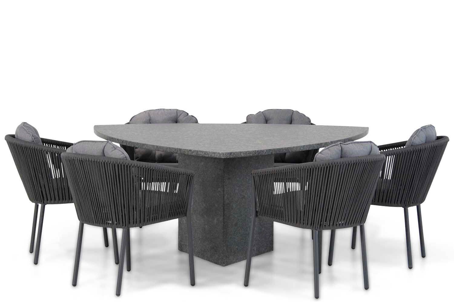 Santika Furniture Novita/Graniet 170 cm triangel dining tuinset 7-delig