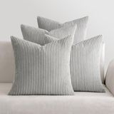 Goodivery ® Set de 4 Housse de coussin Velours côtelé Gris clair 45 x 45 cm