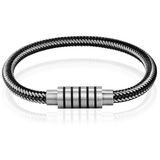 LGT JWLS Lookinggoodtoday Heren armband Leer Edelstaal Magnetische sluiting - 21cm
