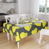 Bonamaison Tafelkleed, Anti-Mold, Sneldrogend, Waterdicht, 100% Polyester Tafellaken, Neon Geel, Rook, 140 x 160 Cm