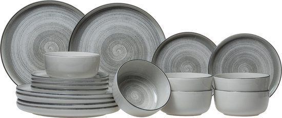 Cosy & Trendy Baltic Grey Serviesset - 18-delig - 6 Personen - Grijs - Aardewerk