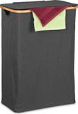 Merkloos Relaxdays Wasmand met Deksel - 105 L - Bamboe & Polyester - Opvouwbaar - Zwart/Natuur