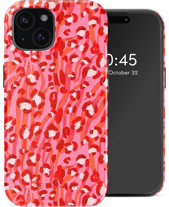 Selencia Hoesje - Geschikt voor Apple iPhone 15 - Backcover geschikt voor MagSafe - Wild Spots Lipstick