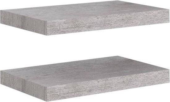 vidaXL Wandschappen - 2 stuks - zwevend - 40x23x3,8 cm - MDF - betongrijs