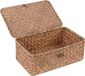Merkloos / Sans marque Rieten plankmanden met deksel - zeegras opbergmandbakken - rechthoekige handgeweven manddozen - voor planken bureau - thuisorganizer - koffiebruin klein