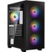 BitFenix boîtier PC, Flow, Midi-tour, ATX, noir, ventilateur ARGB, panneau latéral en verre trempé