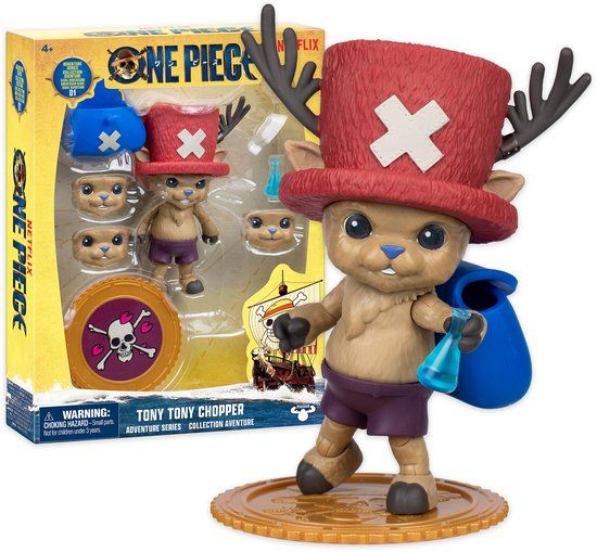Moose Toys One Piece - Actiefiguur Chopper - Beweegbaar figuur met verwisselbare hoofden en tas - 10 cm hoog