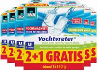 Bison Vochtvreter Vochtmagneet Neutraal - 6 x 3 x 450 gr - Voordeelverpakking