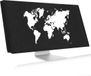 kwmobile Beschermhoes Monitor - Wit/Zwart - Wereldkaart Design