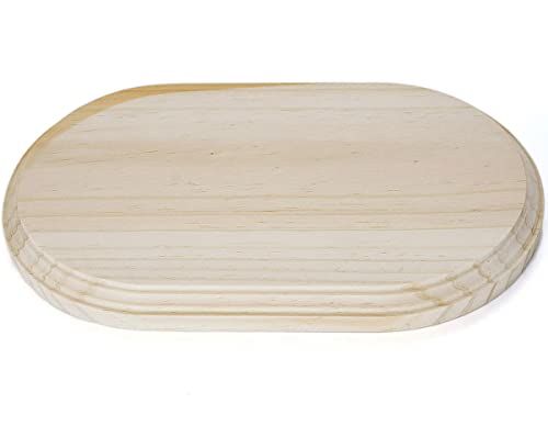 INNSPIRO Standaard van massief grenenhout, ovaal, 16 x 9 cm, 14 x 7 cm, hoogte 1,5 cm.