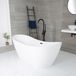 Otterton Baignoire îlot Ovale Moderne Double Face Blanc Brillant 183cm x 71cm | avec Trop-plein Gris Gunmetal