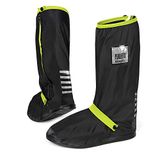 PERLETTI Overschoenen Zwart Waterdicht Man Vrouw met Reflecterende Strepen - Versterkt Schoenovertrekken Herbruikbaar Bestendig Anti Slip - Galoshes Regen Sneeuw Bescherming (L (43-45), Lime Groen)