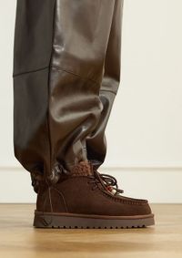 Manfield Dames Donkerbruine Suède Veterboots Maat 36